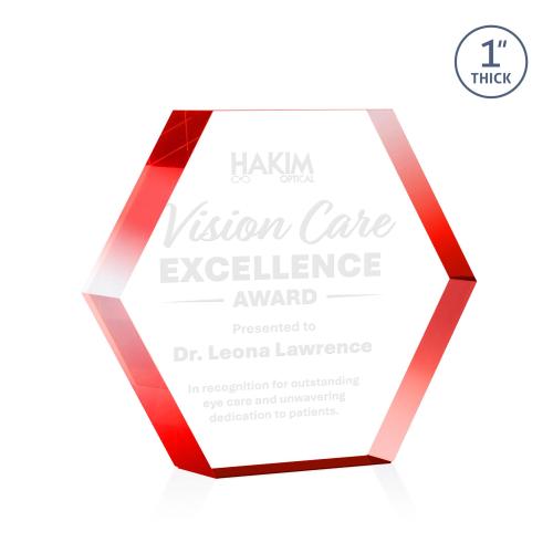 Corporate Awards - Acrylic Awards - Markville Hexagon Red Acrylic Award