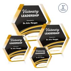 Markville Hexagon Full Color Gold Acrylic Award - Acrylic Awards