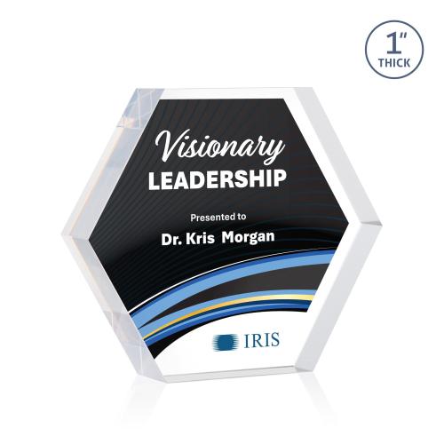 Corporate Awards - Acrylic Awards - Markville Hexagon Full Color Clear Acrylic Award