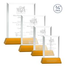 Harrington Amber on Newhaven Rectangle Crystal Award - Crystal Awards
