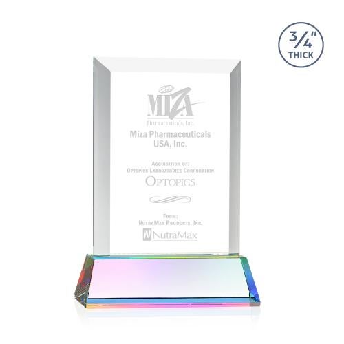 Corporate Awards - Crystal Awards - Harrington Prismatic on Newhaven Rectangle Crystal Award