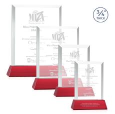 Harrington Red on Newhaven Rectangle Crystal Award - Crystal Awards