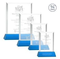 Harrington Sky Blue on Newhaven Rectangle Crystal Award - Corporate Awards