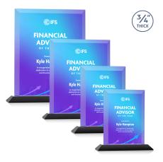 Harrington Full Color Black Rectangle Crystal Award - Corporate Awards