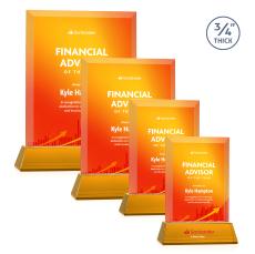 Harrington Full Color Amber on Newhaven Rectangle Crystal Award - Full Color Awards