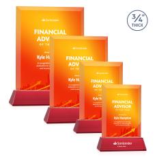 Harrington Full Color Red on Newhaven Rectangle Crystal Award - Full Color Awards