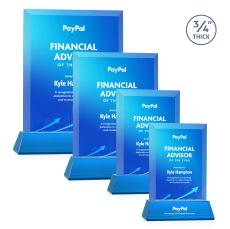 Harrington Full Color Sky Blue on Newhaven Rectangle Crystal Award - Corporate Awards