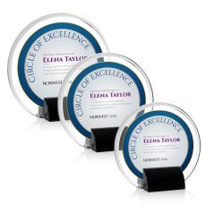 Sutherland Full Color Black Circle Crystal Award - Corporate Awards