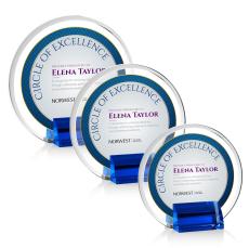 Sutherland Full Color Blue Circle Crystal Award - Corporate Awards