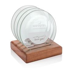 Midland Coasters - Set of 4 on Walnut Base - Corporate Recognition Gifts