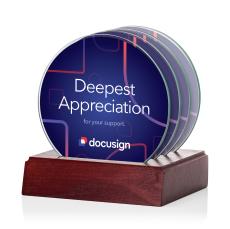 Barnaby Full Color Coasters - Set of 4 on Rosewood - Corporate Recognition Gifts