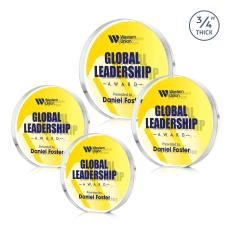 Gainsborough Full Color Double Sided Clear Circle Crystal Award - Corporate Awards