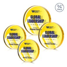 Gainsborough Full Color Double Sided Gold Circle Crystal Award - Corporate Awards