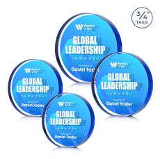 Gainsborough Full Color Double Sided Blue Circle Crystal Award - Corporate Awards