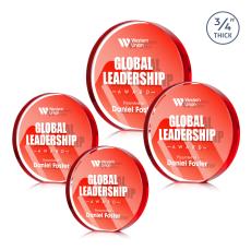 Gainsborough Full Color Double Sided Red Circle Crystal Award - Corporate Awards