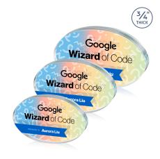 Baldus Oval Full Color Double Sided Clear Circle Crystal Award - Years of Service Awards