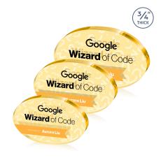Baldus Oval Full Color Double Sided Gold Circle Crystal Award - Years of Service Awards
