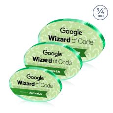 Baldus Oval Full Color Double Sided Emerald Circle Crystal Award - Years of Service Awards