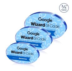 Baldus Oval Full Color Double Sided Blue Circle Crystal Award - Years of Service Awards