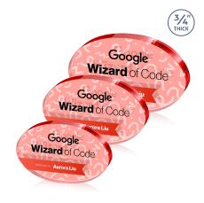 Baldus Oval Full Color Double Sided Red Circle Crystal Award - Years of Service Awards