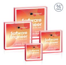 Upton Square Full Color Double Sided Red Crystal Award - Corporate Recognition Gifts