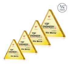 Adler Triangle Full Color Double Sided Gold Diamond Crystal Award - Full Color Awards
