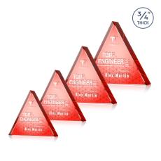 Adler Triangle Full Color Double Sided Red Diamond Crystal Award - Corporate Awards
