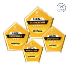 Belmar Pentagon Full Color Double Sided Gold  Crystal Award - Employee Awards