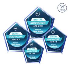Belmar Pentagon Full Color Double Sided Blue  Crystal Award - Employee Awards