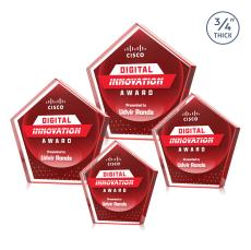Belmar Pentagon Full Color Double Sided Red Crystal Award - Employee Awards