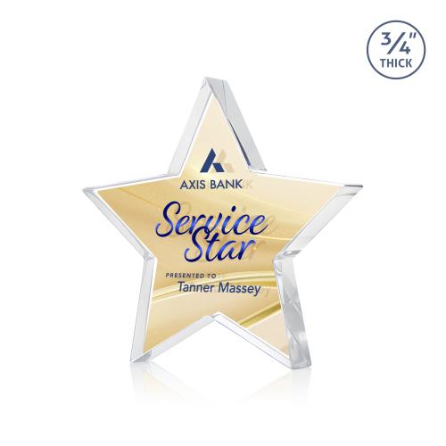 Corporate Awards - Crystal Awards - Crystal Star Awards - Esna Full Color Double Sided Clear Star Crystal Award