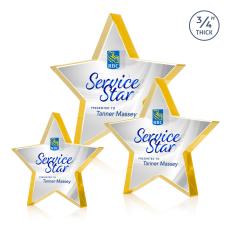 Esna Full Color Double Sided Gold Star Crystal Award - Crystal Star Awards