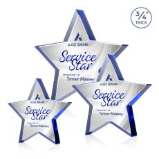 Esna Full Color Double Sided Blue Star Crystal Award - Crystal Star Awards