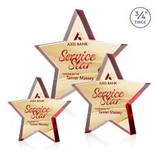 Esna Full Color Double Sided Red Star Crystal Award - Crystal Star Awards