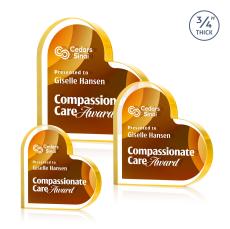 Davina Heart Full Color Double Sided Gold Abstract / Misc Crystal Award - Employee Awards