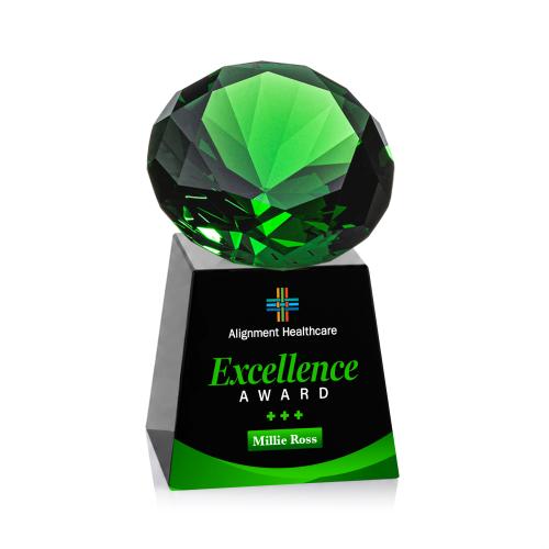 Corporate Awards - Crystal Awards - Fortino Full Color Black/Emerald Crystal Award