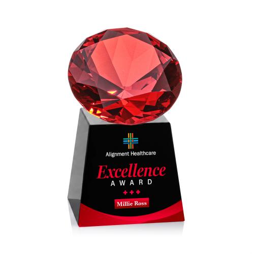 Corporate Awards - Crystal Awards - Fortino Full Color Black/Ruby Crystal Award