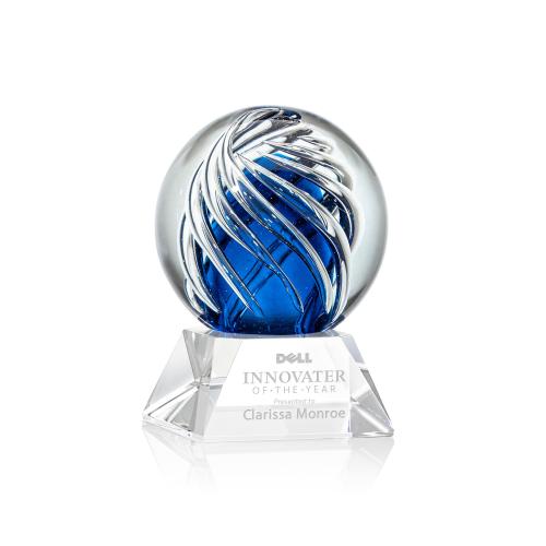Corporate Awards - Glass Awards - Art Glass Awards - Genista Clear on Sheffield Base Spheres Glass Award