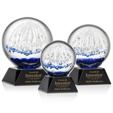 Starburst Black on Sheffield Base Spheres Glass Award - Art Glass Awards