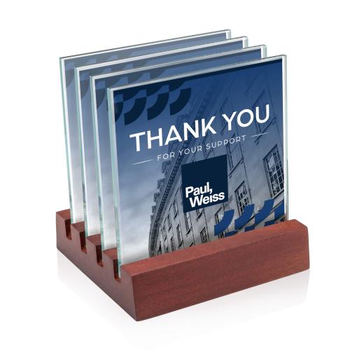 Rockford Full Color Coasters - Set of 4 on Brolin Rosewood Corporate Recognition Gifts - Desk Accessories - Rockford Full Color Coasters - Set of 4 on Brolin Rosewood