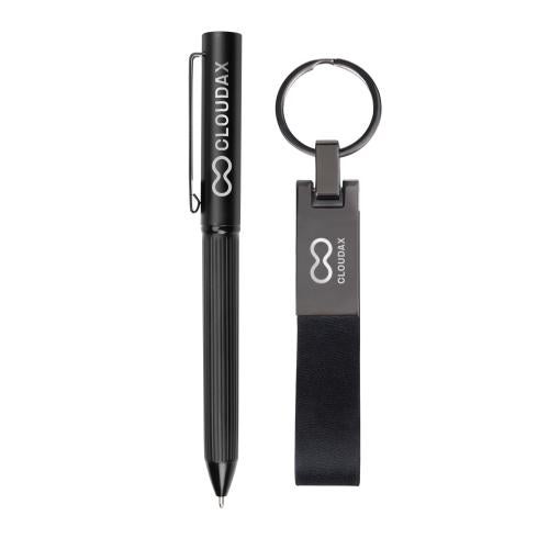 Corporate Recognition Gifts - Executive Gifts - Blamont Twist Ballpoint Pen & Key Ring Gift Set