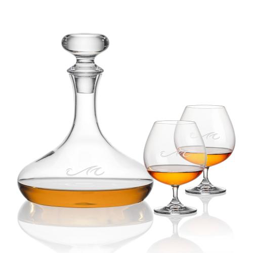 Corporate Recognition Gifts - Etched Barware - Stratford Decanter & Woodbridge Cognac