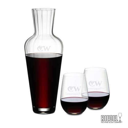 RIEDEL Mosel Decanter & Stemless Wine Set Corporate Recognition Gifts - Etched Barware - RIEDEL Mosel Decanter & Stemless Wine Set