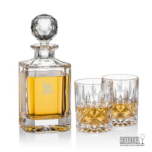 Corporate Recognition Gifts - Etched Barware - Bainbridge Decanter & RIEDEL Spey DOF Set