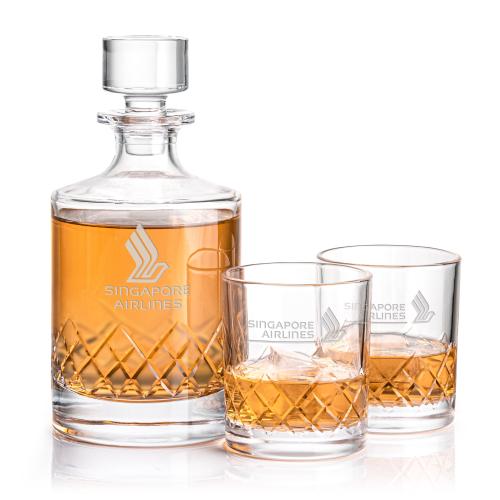 Heceta Decanter Set Corporate Recognition Gifts - Etched Barware - Heceta Decanter Set