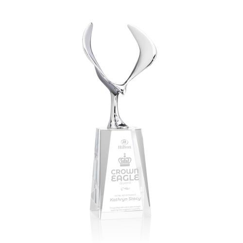Maverick Eagle Clear on Cairns Base Animals Crystal Award Corporate Awards - Crystal Awards - Maverick Eagle Clear on Cairns Base Animals Crystal Award