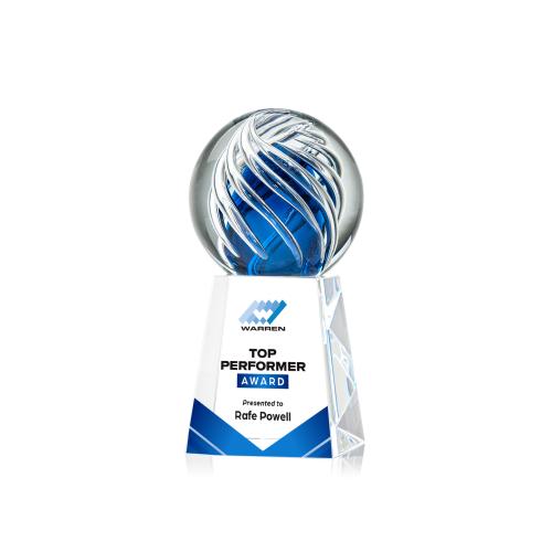Corporate Awards - Glass Awards - Art Glass Awards - Genista Full Color Spheres on Celestina Base Glass Award