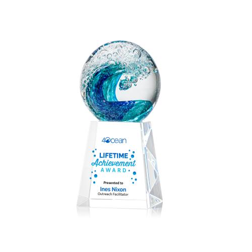 Surfside Full Color Spheres on Celestina Base Glass Award Corporate Awards - Glass Awards - Art Glass Awards - Surfside Full Color Spheres on Celestina Base Glass Award