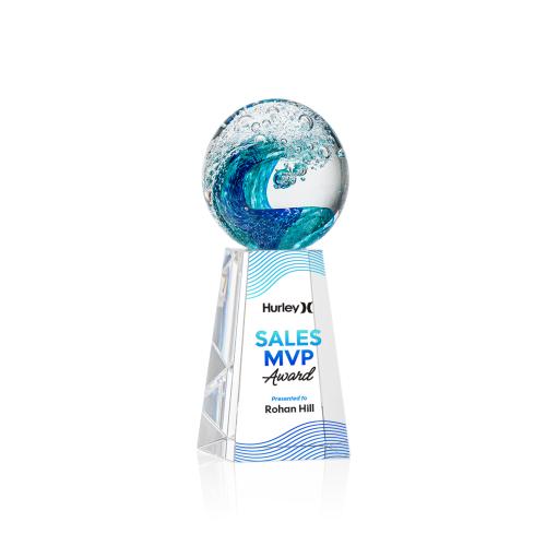 Corporate Awards - Glass Awards - Art Glass Awards - Surfside Full Color Spheres on Novita Base Glass Award