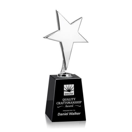 Corporate Awards - Crystal Awards - Crystal Star Awards - Tuscany Chrome Star on Celestina Base - Black
